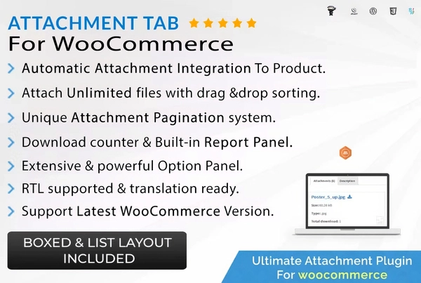 Attachment Tab For Woocommerce