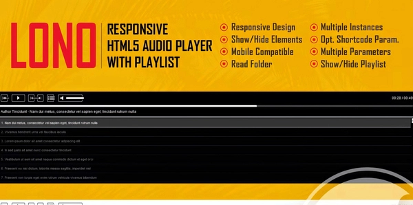 Lono - Responsive HTML5 Audio Player With Playlist