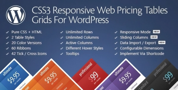 CSS Responsive WordPress Compare Pricing Tables 11.1